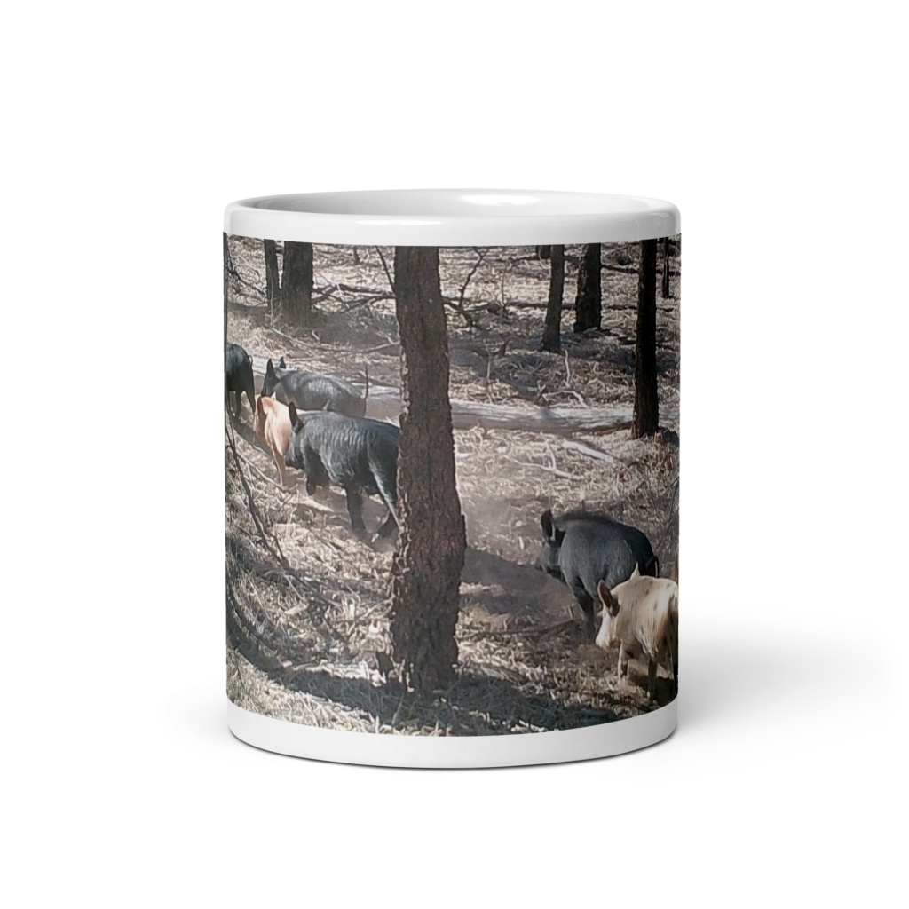 Single File Wild Pigs - Glossy mug - Spicy Frog